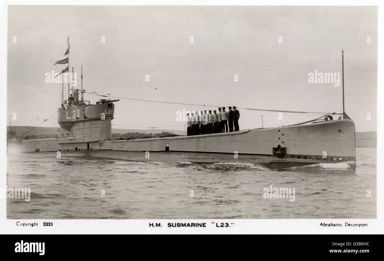 British submarine L23 with crew on deck Stock Photo