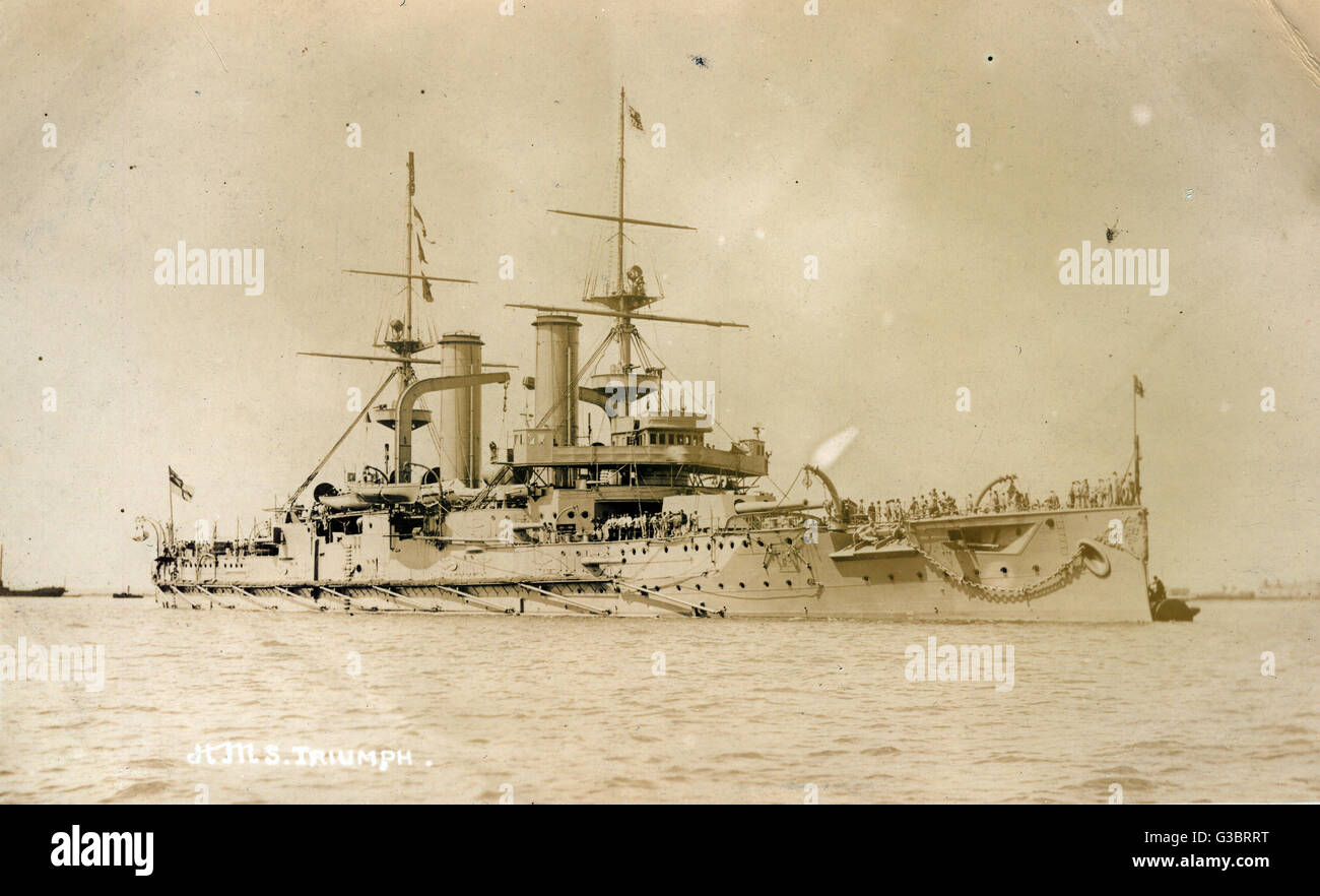 HMS Triumph, British battleship Stock Photo