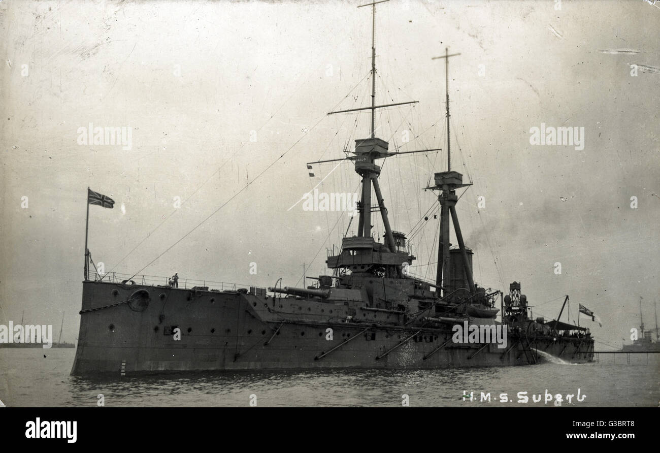 HMS Superb, British battleship Stock Photo