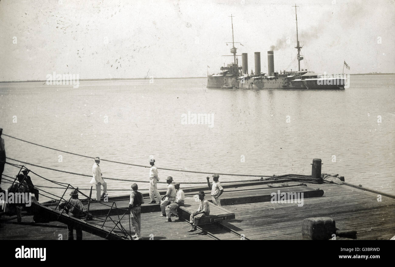 HMS Berwick, British protected cruiser Stock Photo