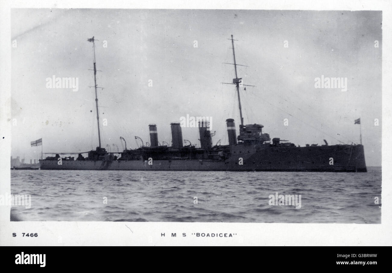 HMS Boadicea, British scout cruiser Stock Photo Alamy