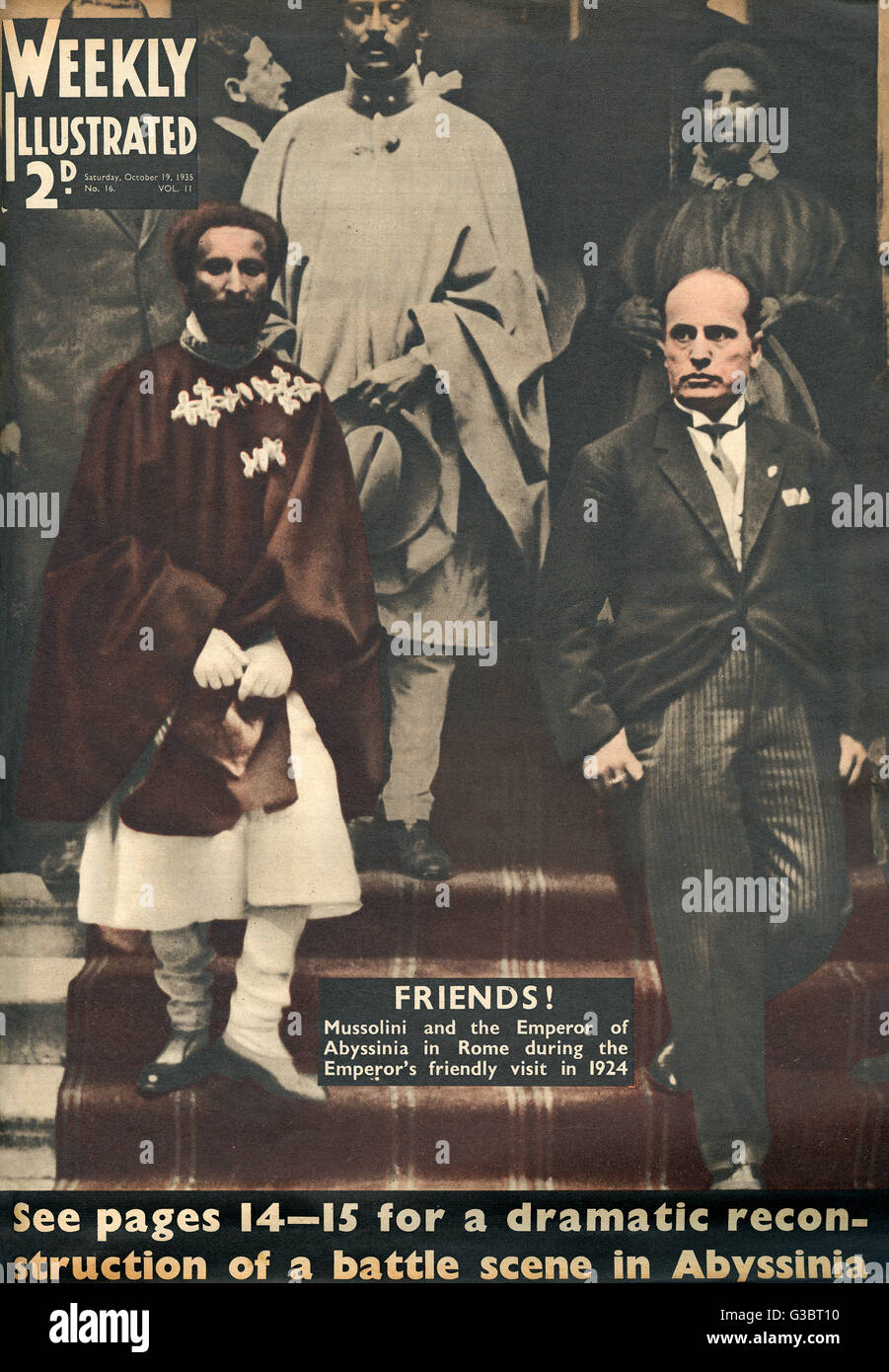 Emperor of Abyssinia and Mussolini in Rome Stock Photo