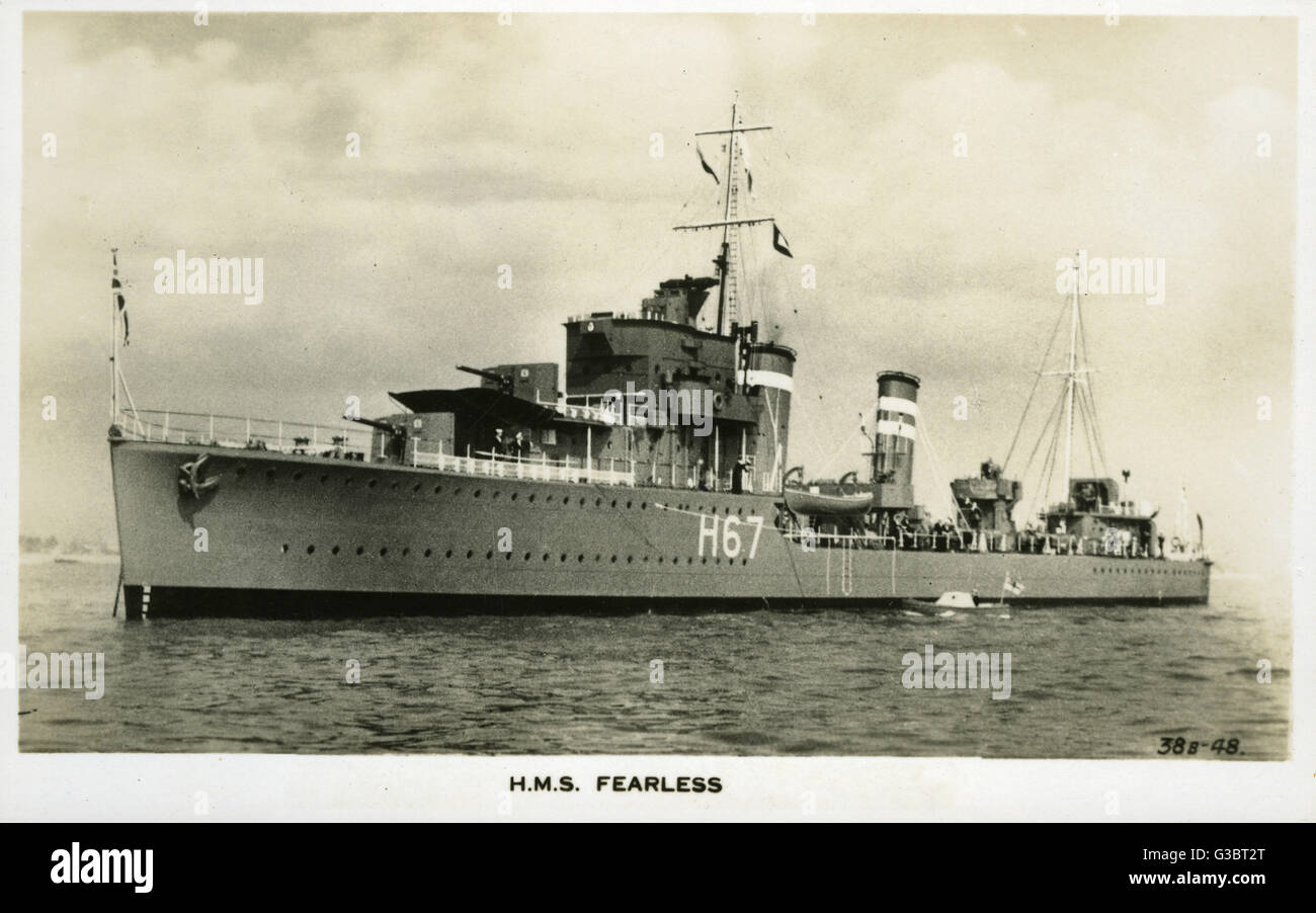 HMS Fearless, British destroyer, WW2 Stock Photo