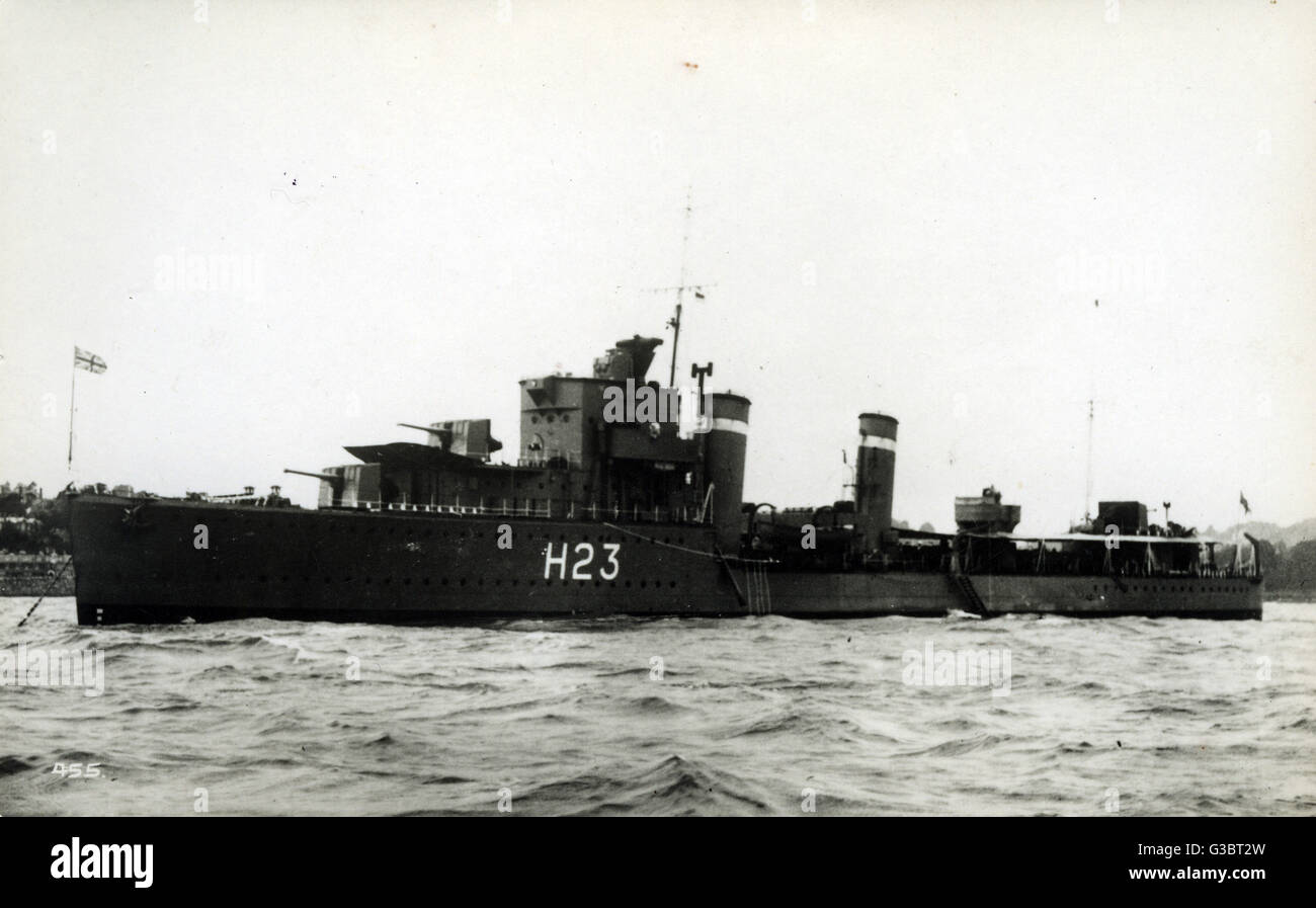 HMS Echo, British destroyer, WW2 Stock Photo