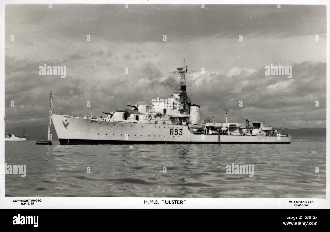 HMS Ulster, British destroyer, WW2 Stock Photo