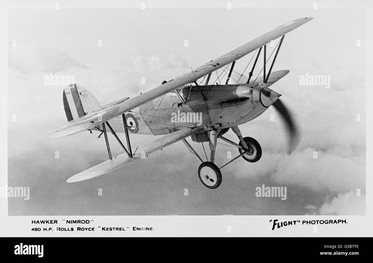 Hawker Nimrod British carrier-based single seat fighter biplane with 480hp Rolls  Royce Kestrel engine. Date: 1930s Stock Photo - Alamy