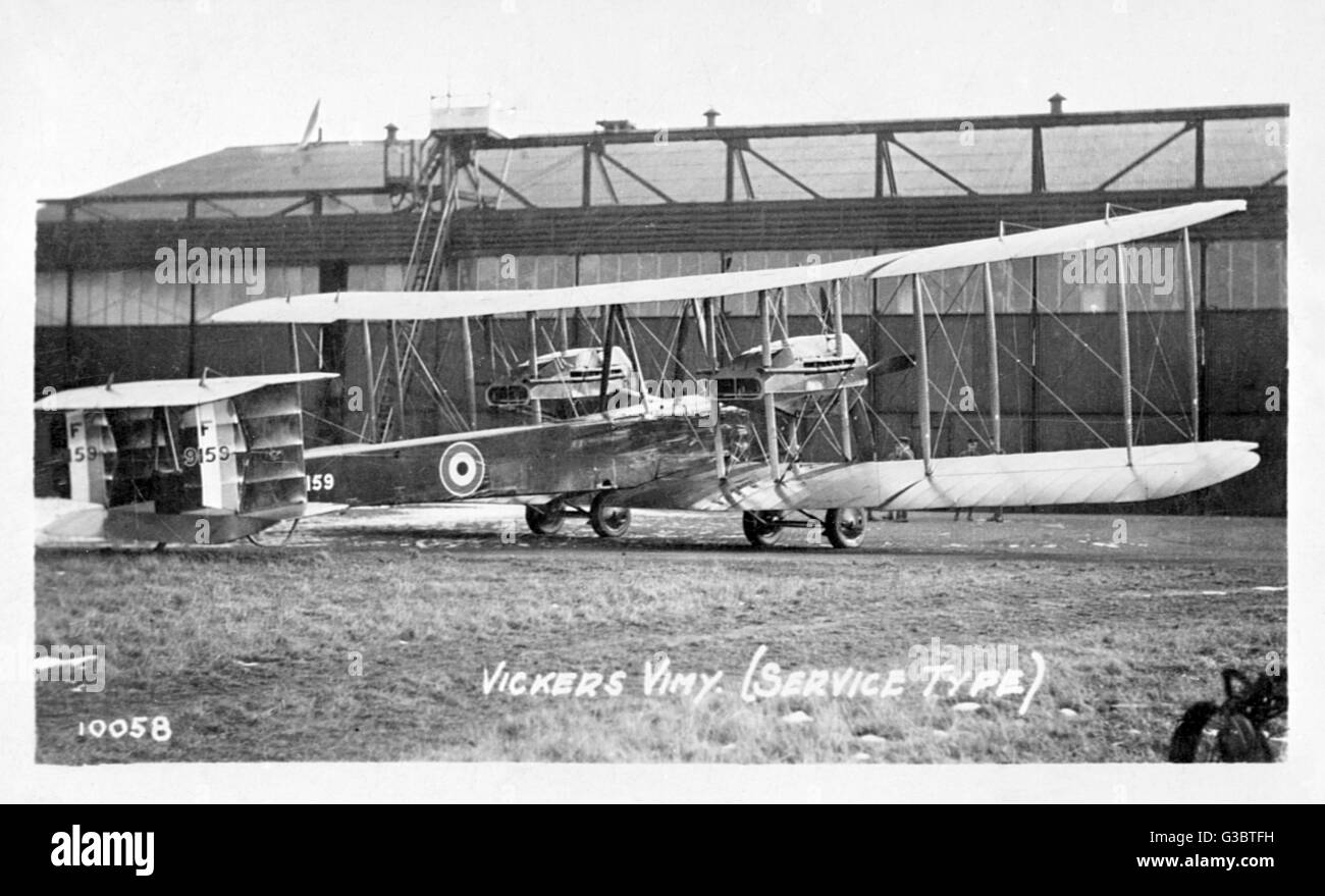 Vickers Vimy British heavy bomber biplane Stock Photo