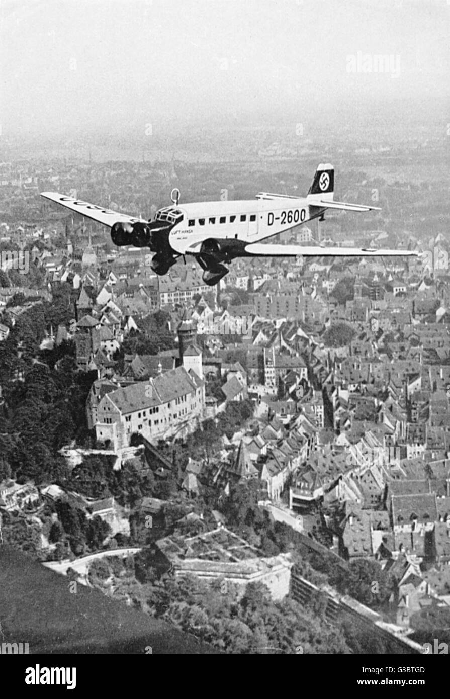 Hitler's plane flying over Nuremberg, Germany Stock Photo