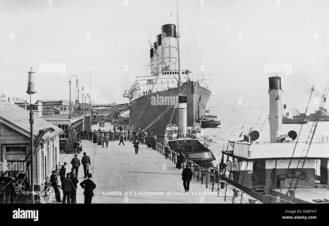 The Lusitania at landing stage, Liverpool     Date: circa 1913 Stock Photo