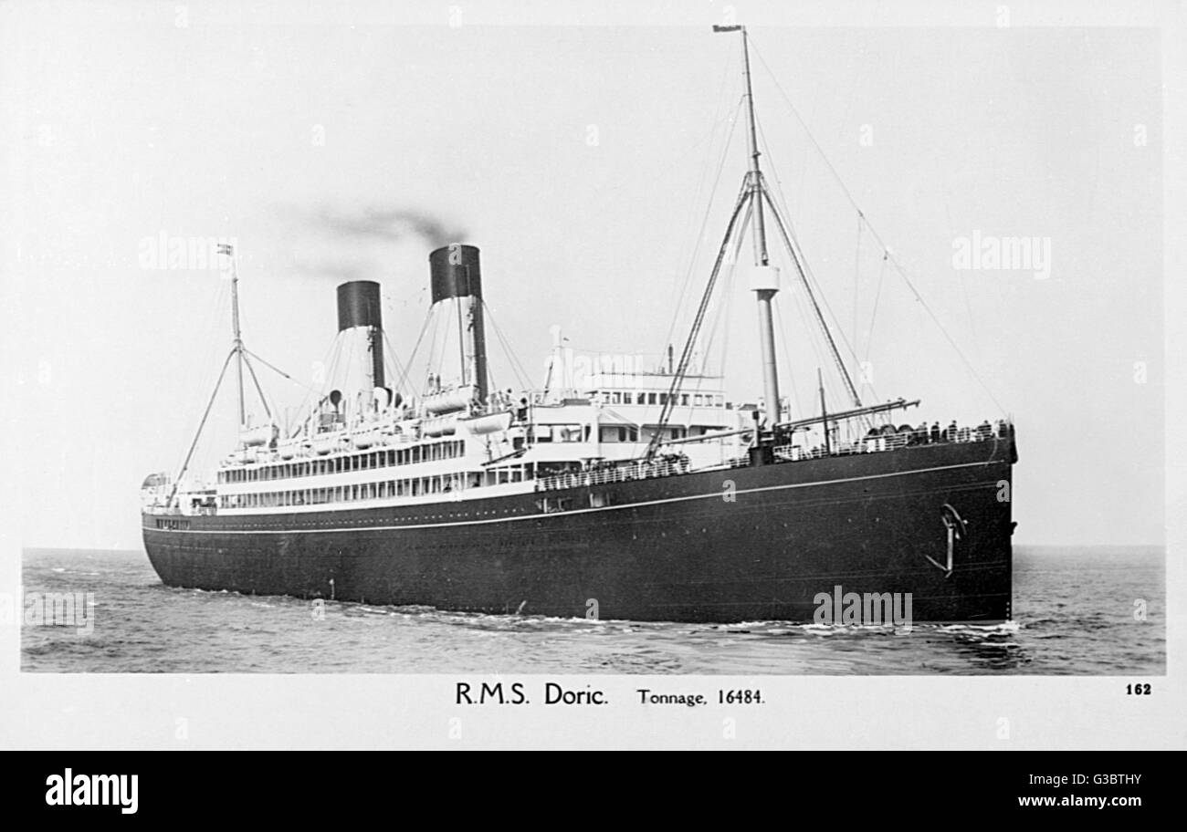 RMS Doric, White Star Line, at sea Stock Photo