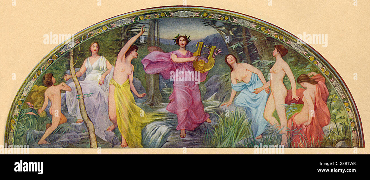 Washington, Library of Congress Mural - Muse of Lyric Poetry Stock Photo