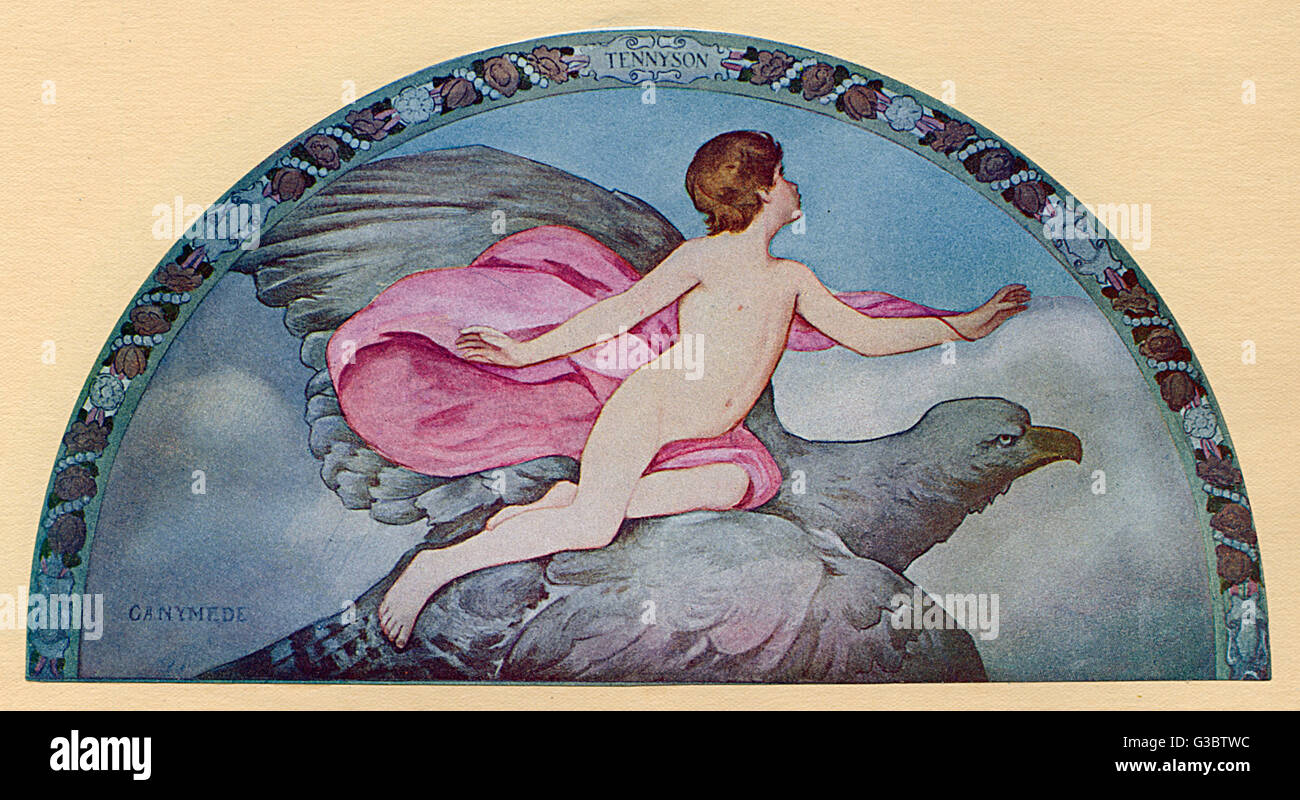 Washington DC, USA - Mural - 'Poetry Series' by Henry Oliver Walker (1843-1929). Found in the Library of Congress, Thomas Jefferson Building. Tennyson's Ganymede - Borne to Olympus by Jove in the form of an Eagle.     Date: 1920 Stock Photo