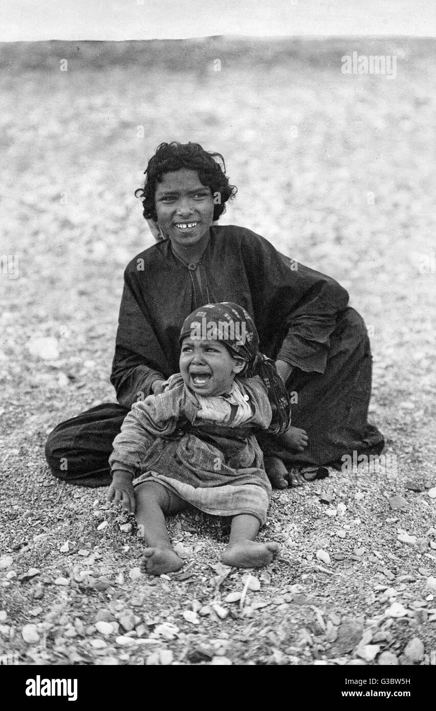 Bedouin woman and child, Holy Land Stock Photo