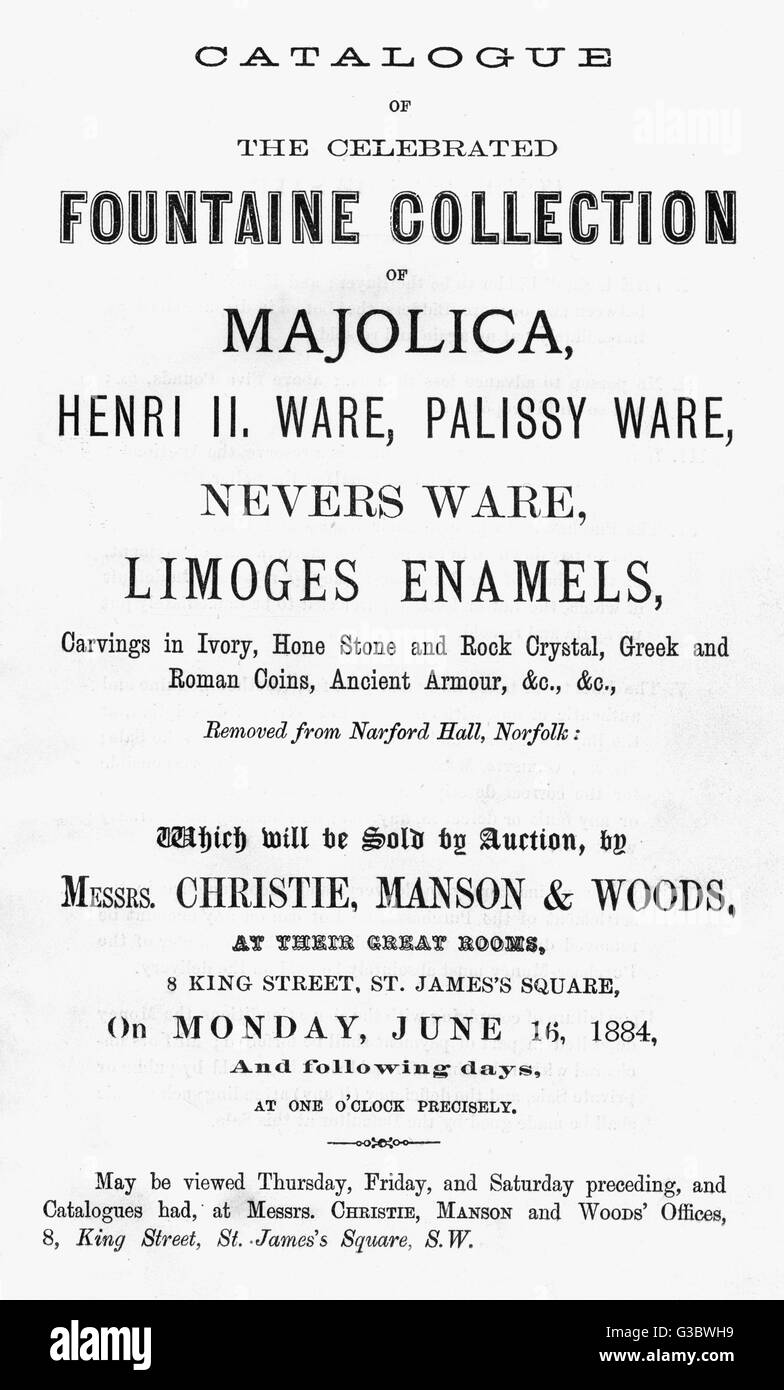 Frontispiece Christie's Sale Catalogue  Fontaine Collection Stock Photo