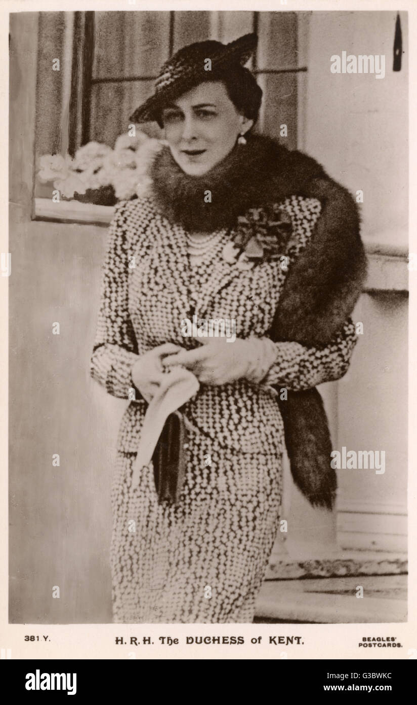 Princess Marina, Duchess of Kent (nee Princess Marina of Greece and Denmark) (19061968) - wife of Prince George, Duke of Kent, the fourth son of King George V of the United Kingdom and Mary of Teck.     Date: circa 1935 Stock Photo