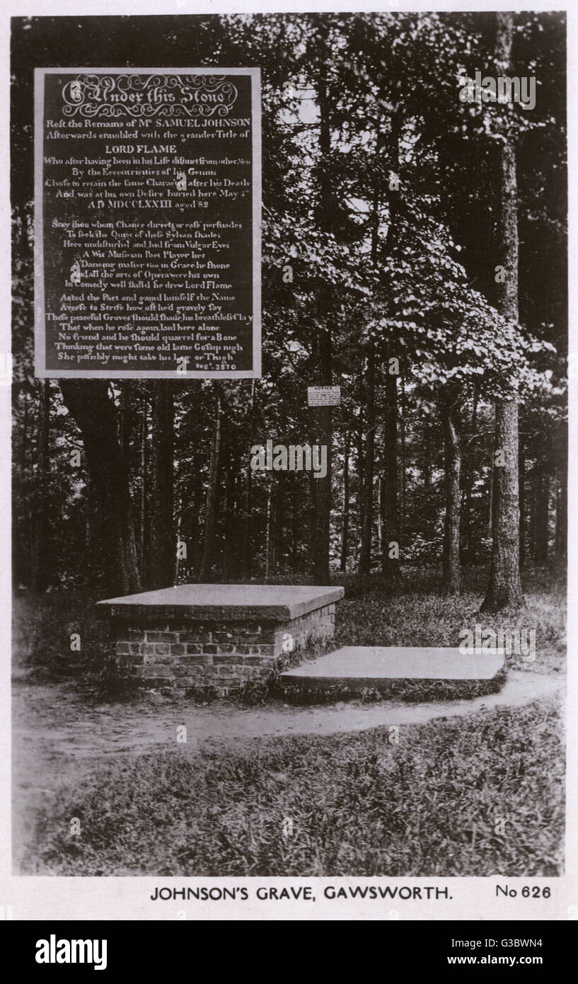 Samuel Johnson's Grave at Gawsworth, Cheshire Stock Photo