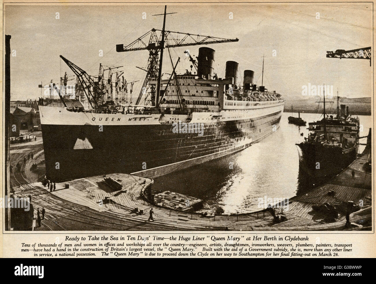 Queen Mary Ocean Liner, ready for  journey down the Clyde Stock Photo