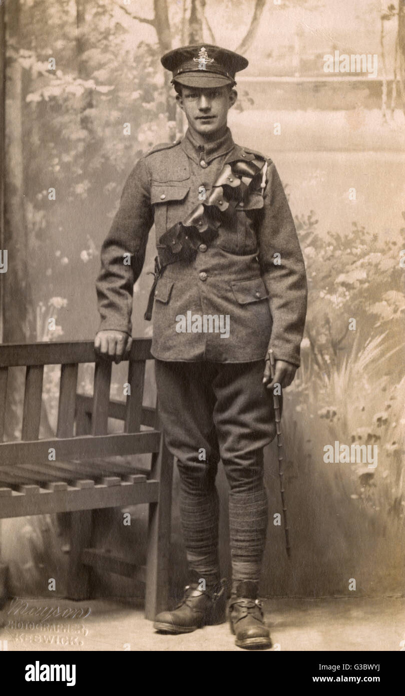Young British Tommy - Studio Portrait WWI     Date: circa 1914 Stock Photo