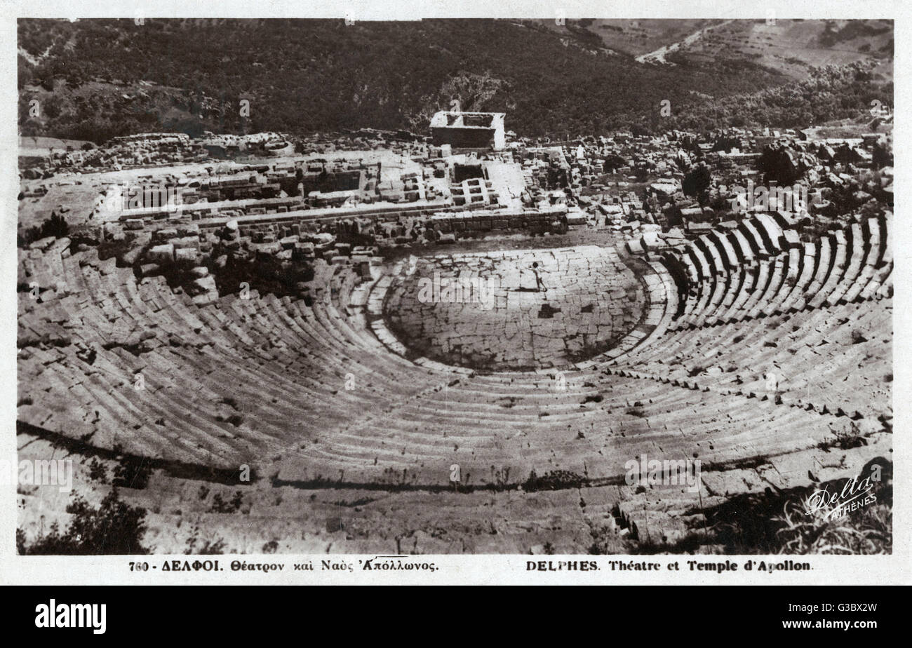 The Theatre and Temple of Apollo, Delphi, Greece Stock Photo