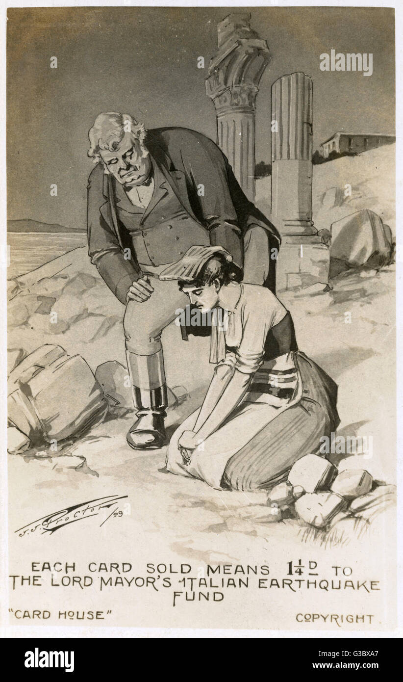 John Bull coming to the aid of Victims of Messina Earthquake Stock Photo