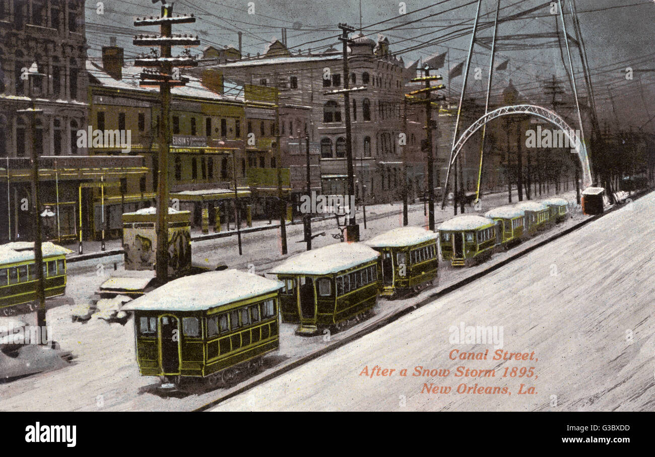 Snow in Canal Street, New Orleans, Louisiana, USA Stock Photo Alamy