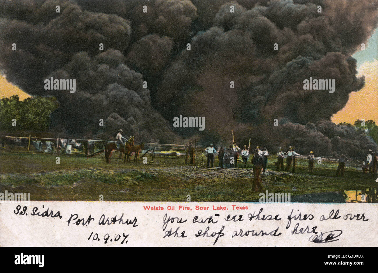 Oil fire at Sour Lake, a big oilproducing area of eastern Texas Stock
