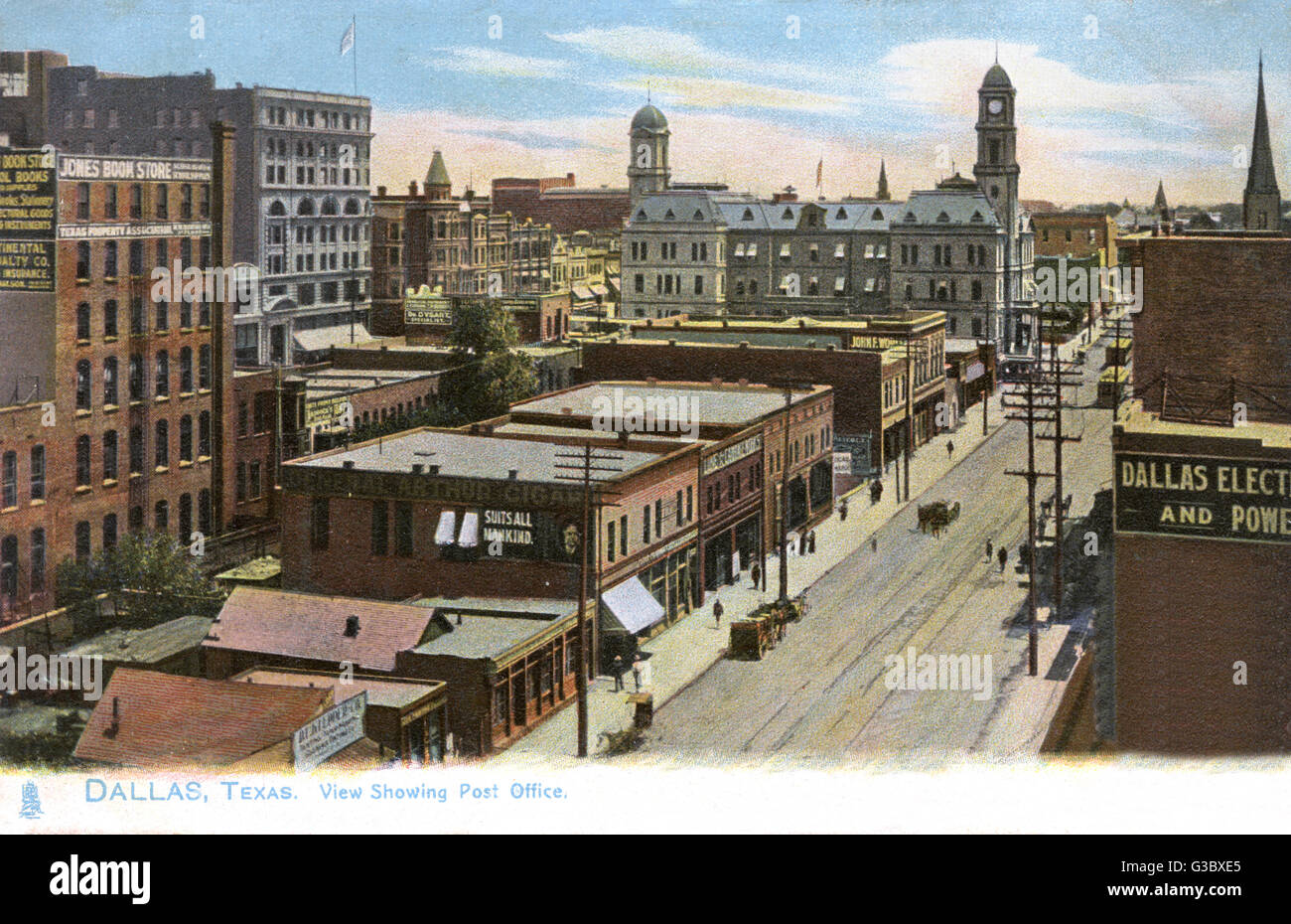 Street with Post Office, Dallas, Texas, USA. Date 1905 Stock Photo Alamy
