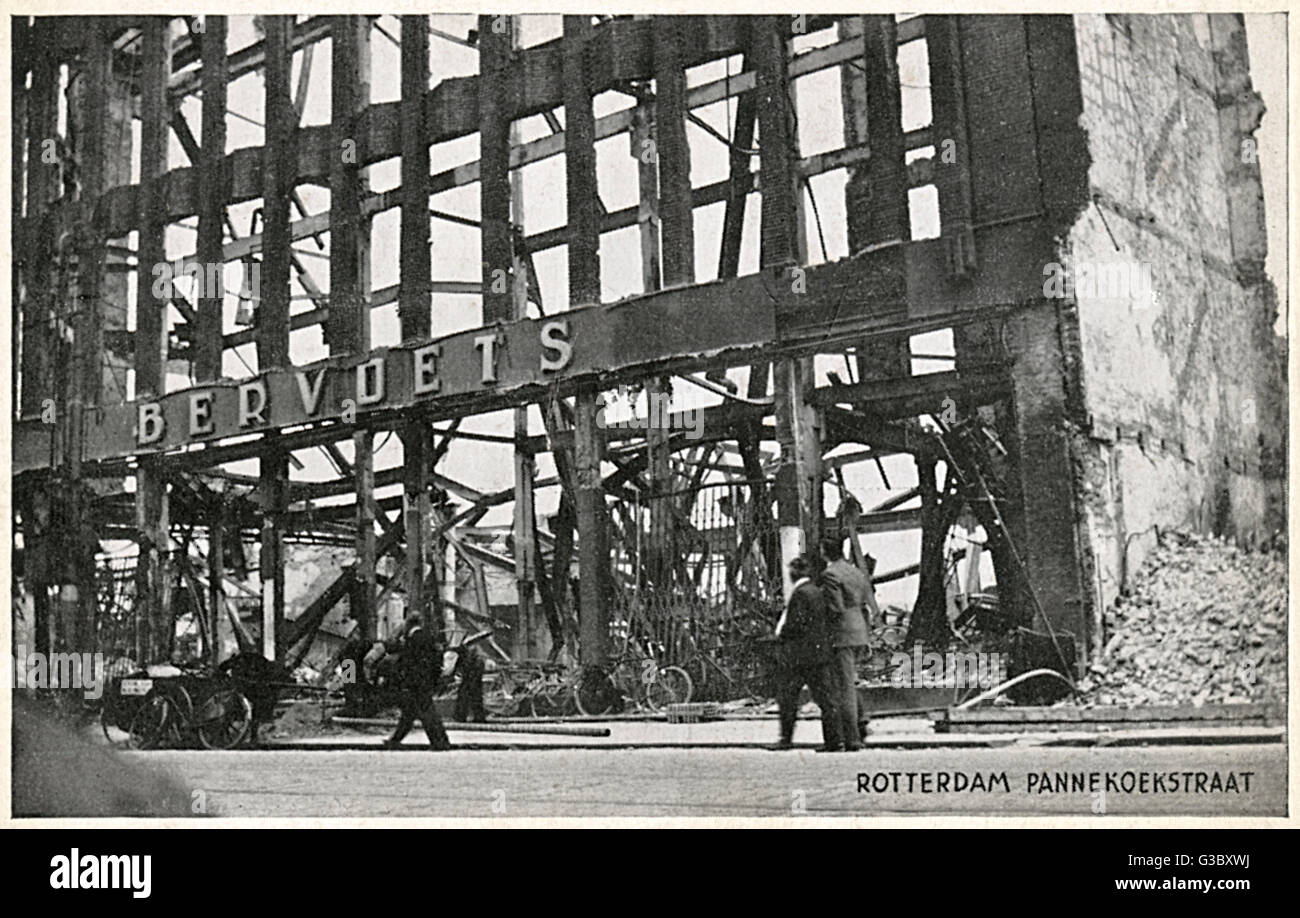 Devastation in Rotterdam - WW2 Stock Photo