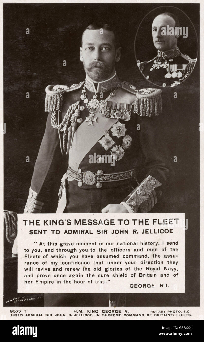 King George V's message to the Fleet - WW1 Stock Photo