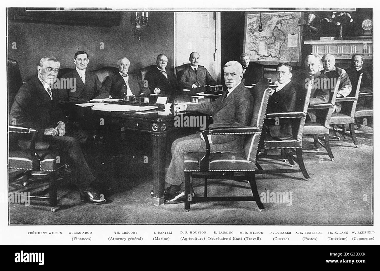 Ww1 The United States Enters The War President Woodrow Wilson S Cabinet Meets Date 1917 Stock Photo Alamy