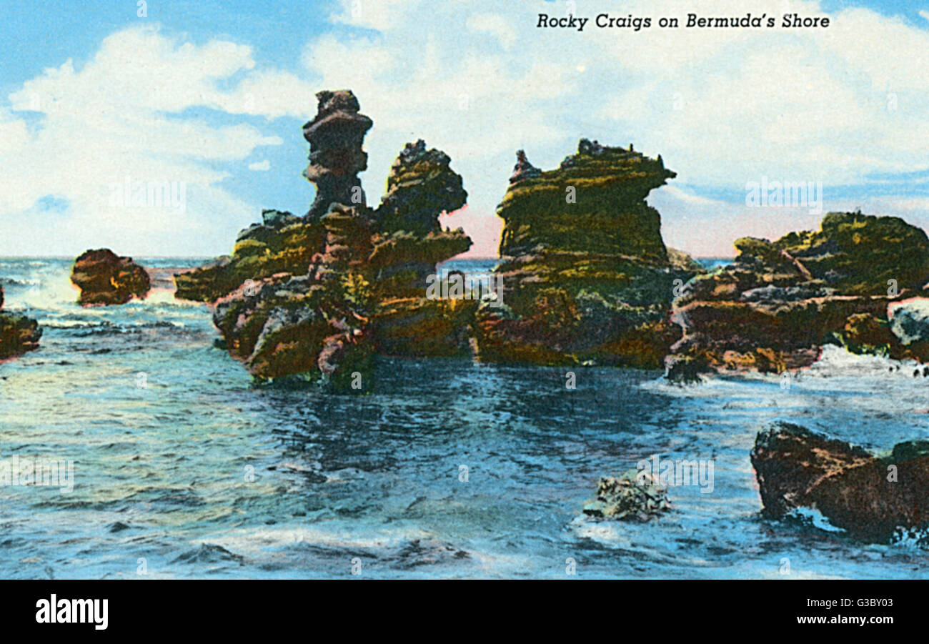 Bermuda, Rocky Craigs just off the shore Stock Photo