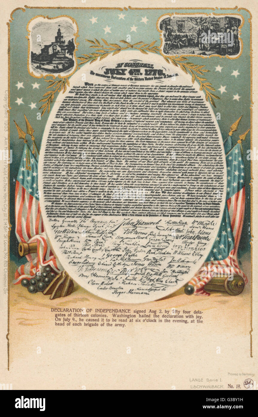 The Declaration of Independence, USA Stock Photo