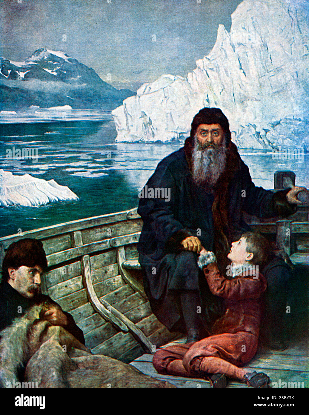 The Last Voyage of Henry Hudson, his fourth attempt to find the north-West passage around the North coast of the American Continent. Following a mutiny brought on by low levels of food and low morale, the crew cast Hudson adrift to his fate in an open boa Stock Photo