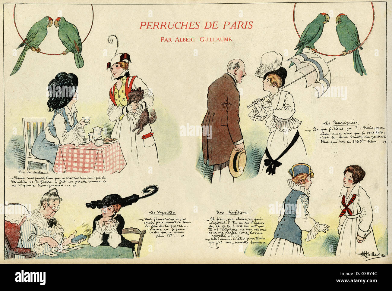 Cartoon, Parrots of Paris, WW1 Stock Photo