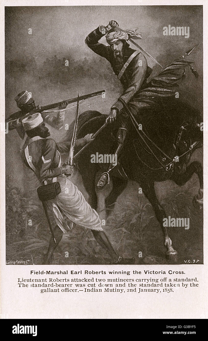 1st Earl Roberts winning the Victoria Cross - Indian Mutiny Stock Photo