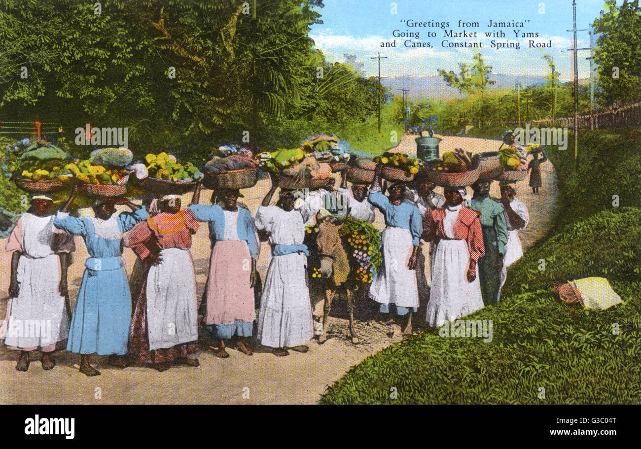 Yams taken to market by women (baskets carried on the head) along with