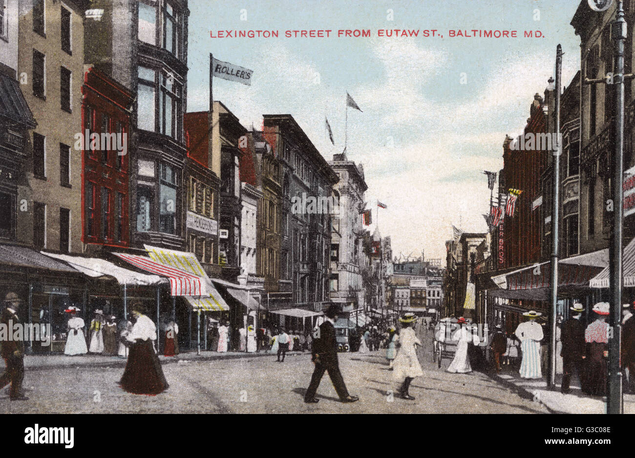 Eutaw Street at Night, Fans walk the concourse on Eutaw Str…