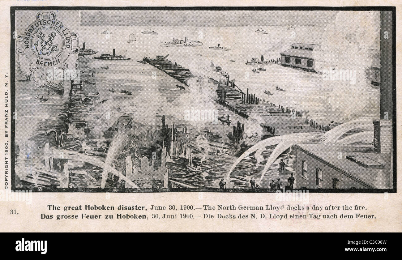 Hoboken Docks fire, New Jersey, USA Stock Photo Alamy