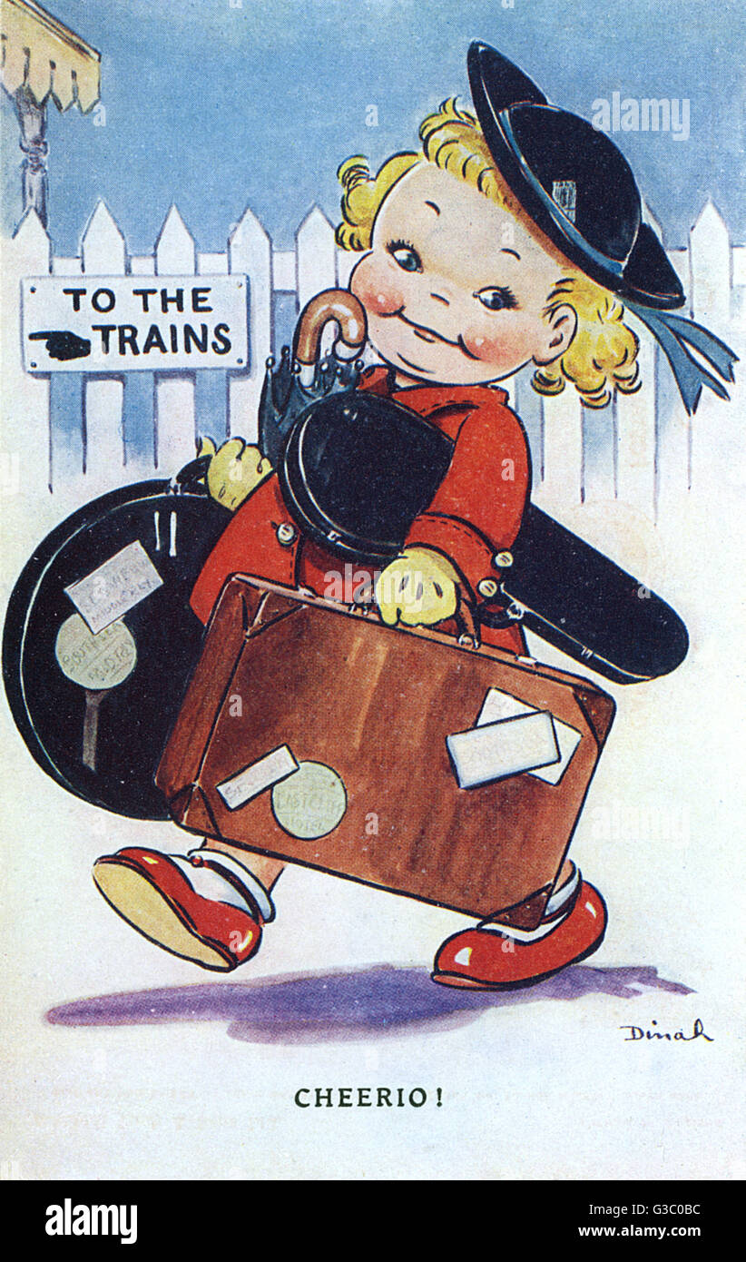 WW2 - Comic Postcard - Cheerio! Stock Photo