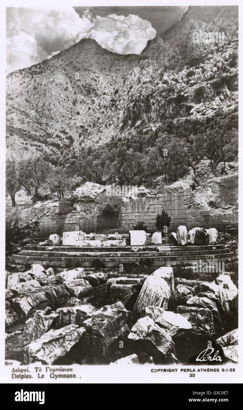 Remains of the Gymnasium at Delphi, Greece Stock Photo