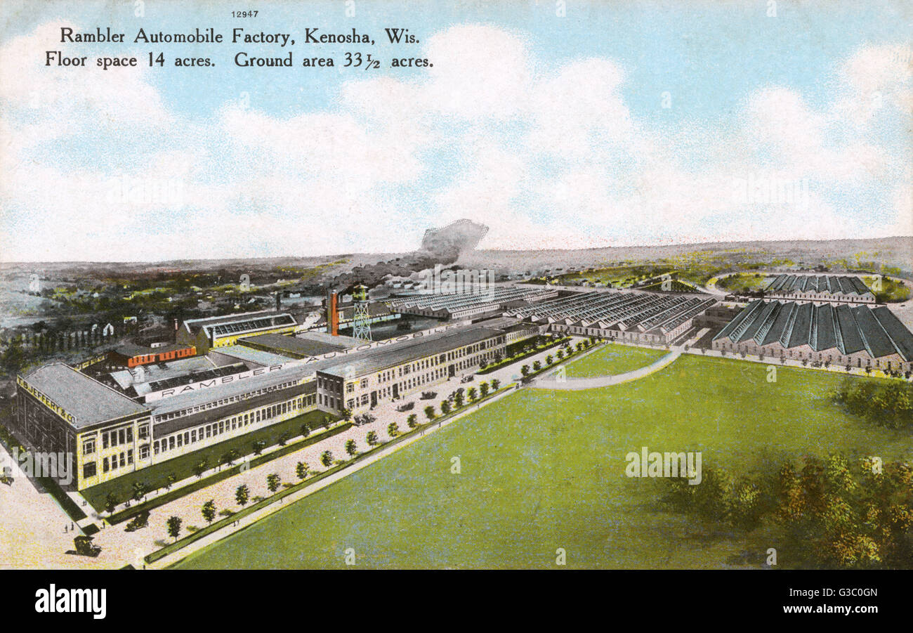 Aerial view of the Rambler automobile factory, Kenosha, Wisconsin, USA