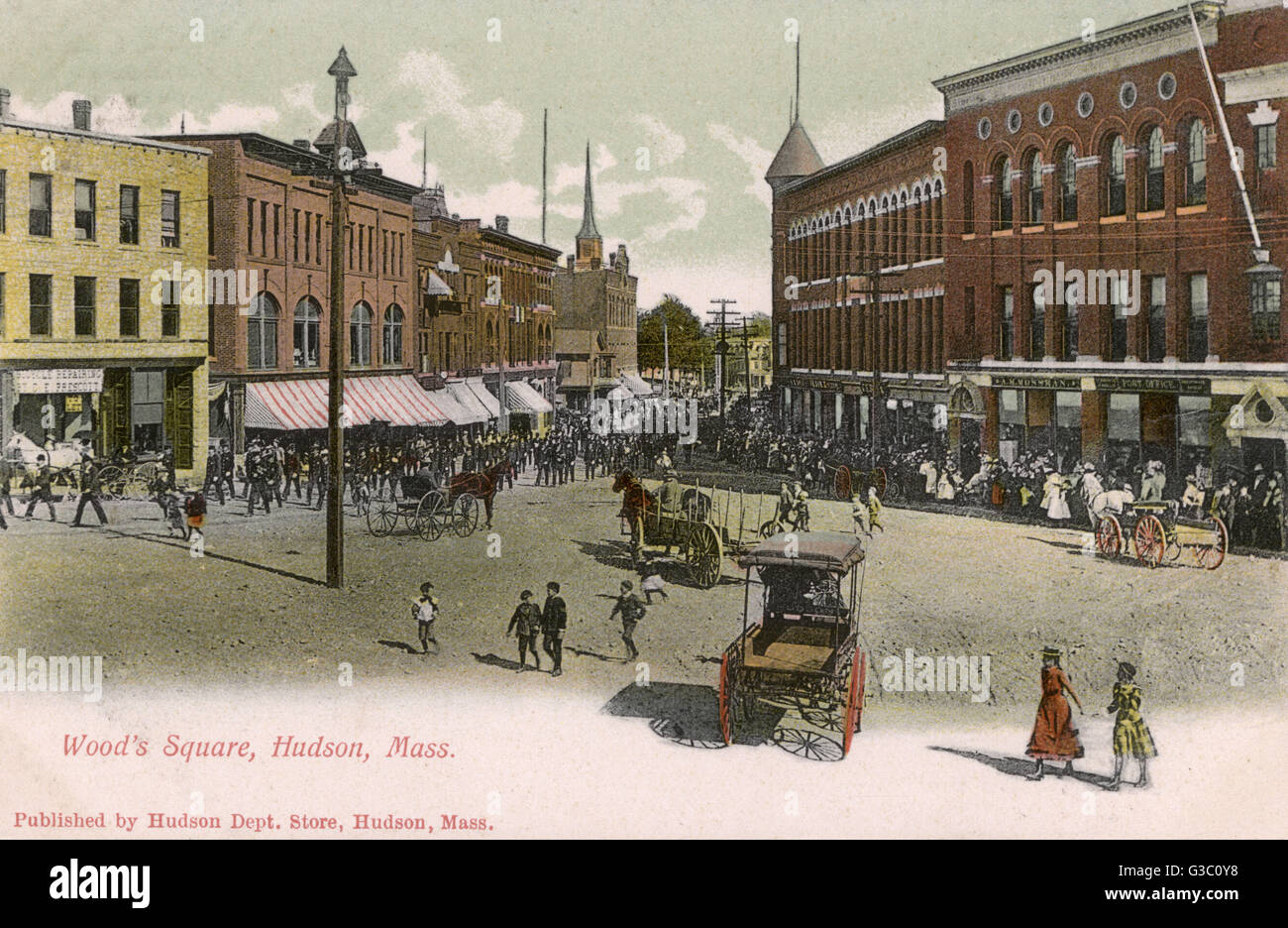 Hudson, Massachusetts, USA - Wood's Square Stock Photo