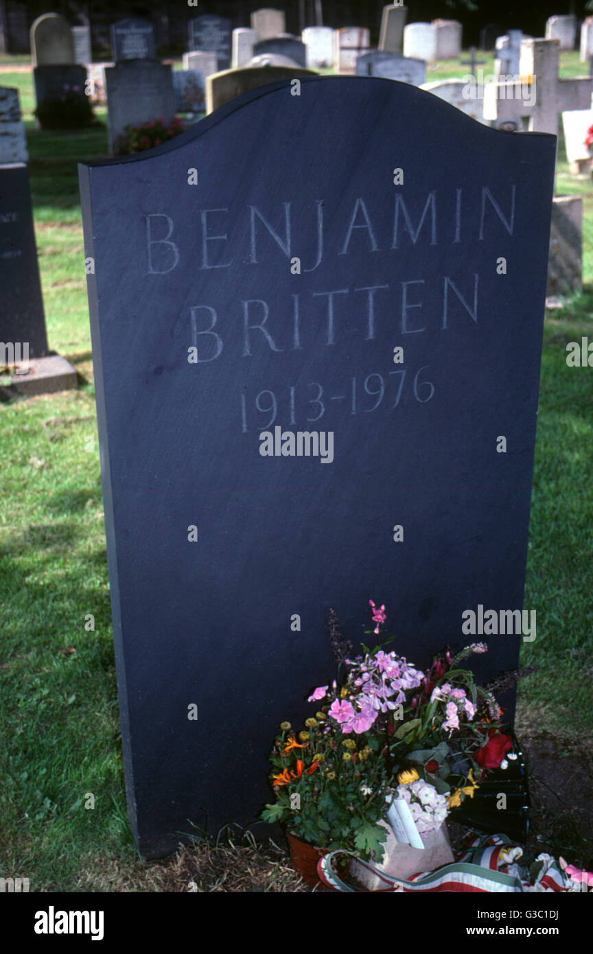 Grave of Benjamin Britten, British composer, Aldeburgh Stock Photo