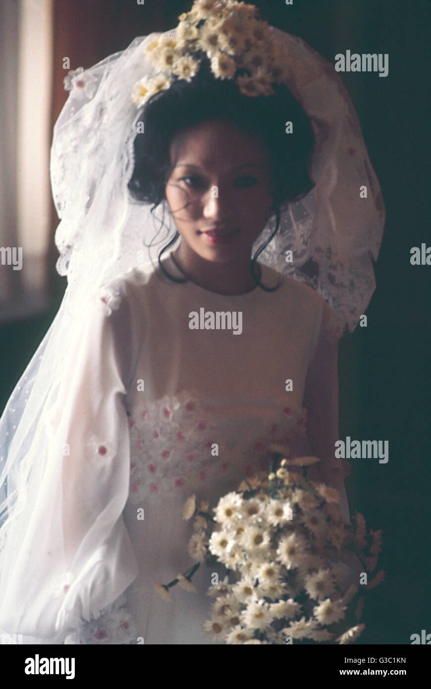 Bride In Western Style Dress Before The Marriage Ceremony At The