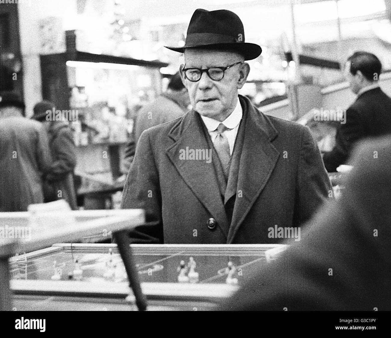 Elderly man in Hamley's toy shop, Regent Street, London Stock Photo
