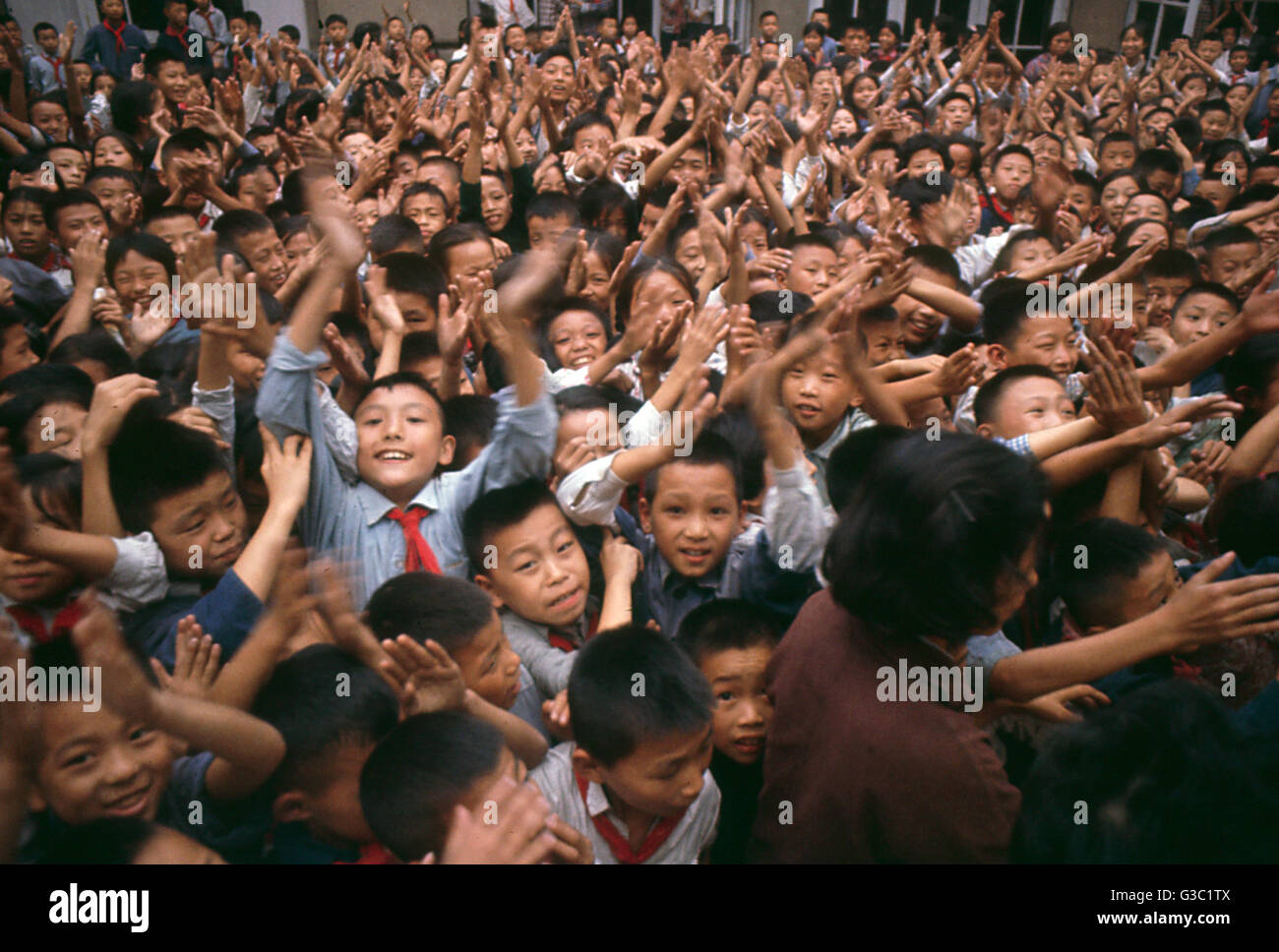 Crowd of children, Children's Palace, Shanghai, China Stock Photo