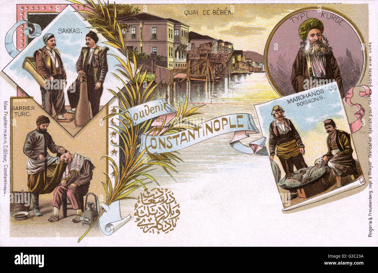 Vintage Barbershop /& Salon Poster TURKISH BARBERS 1895 Turkey CONSTANTINOPLE