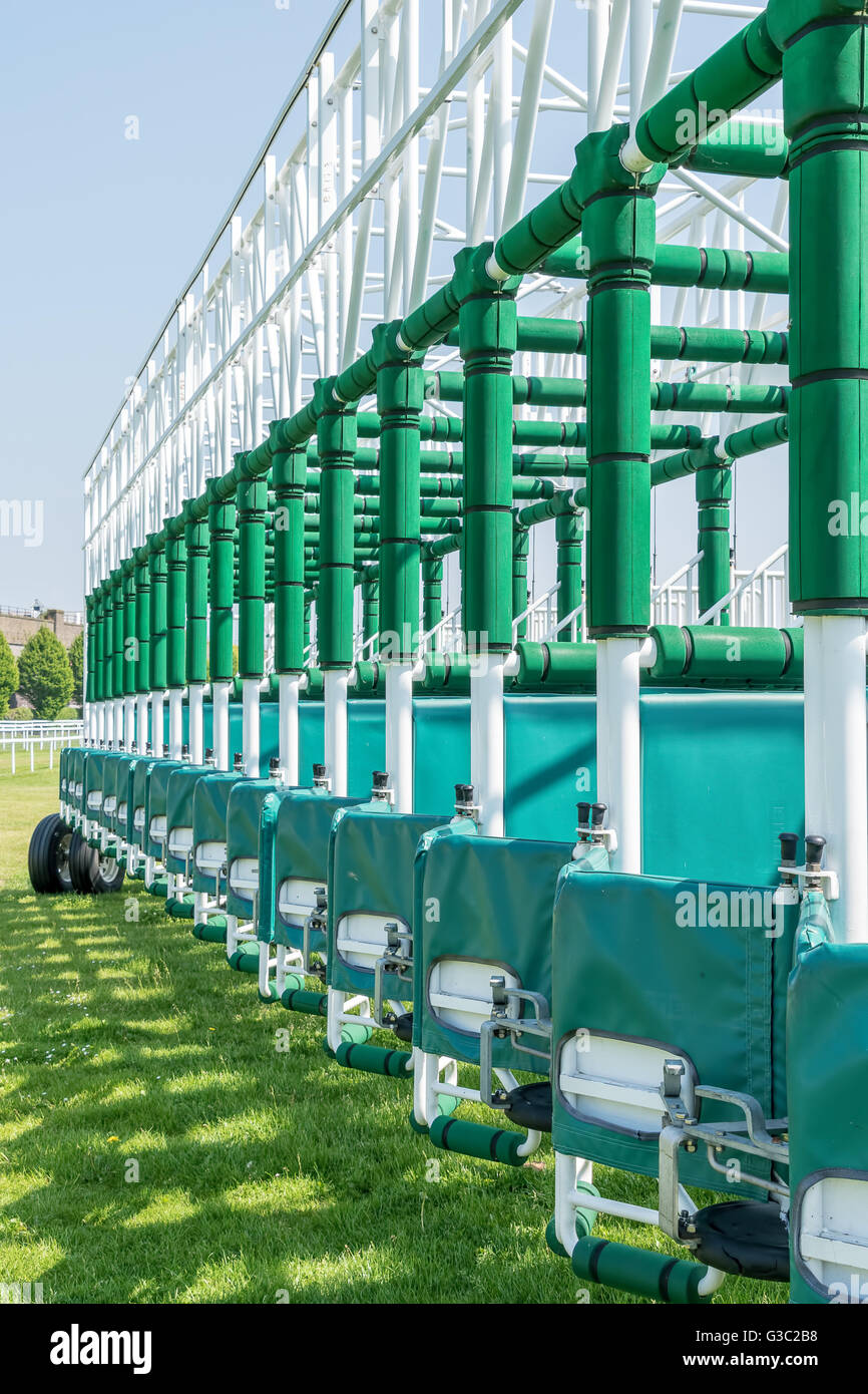 Horse racing starting gate Stock Photo