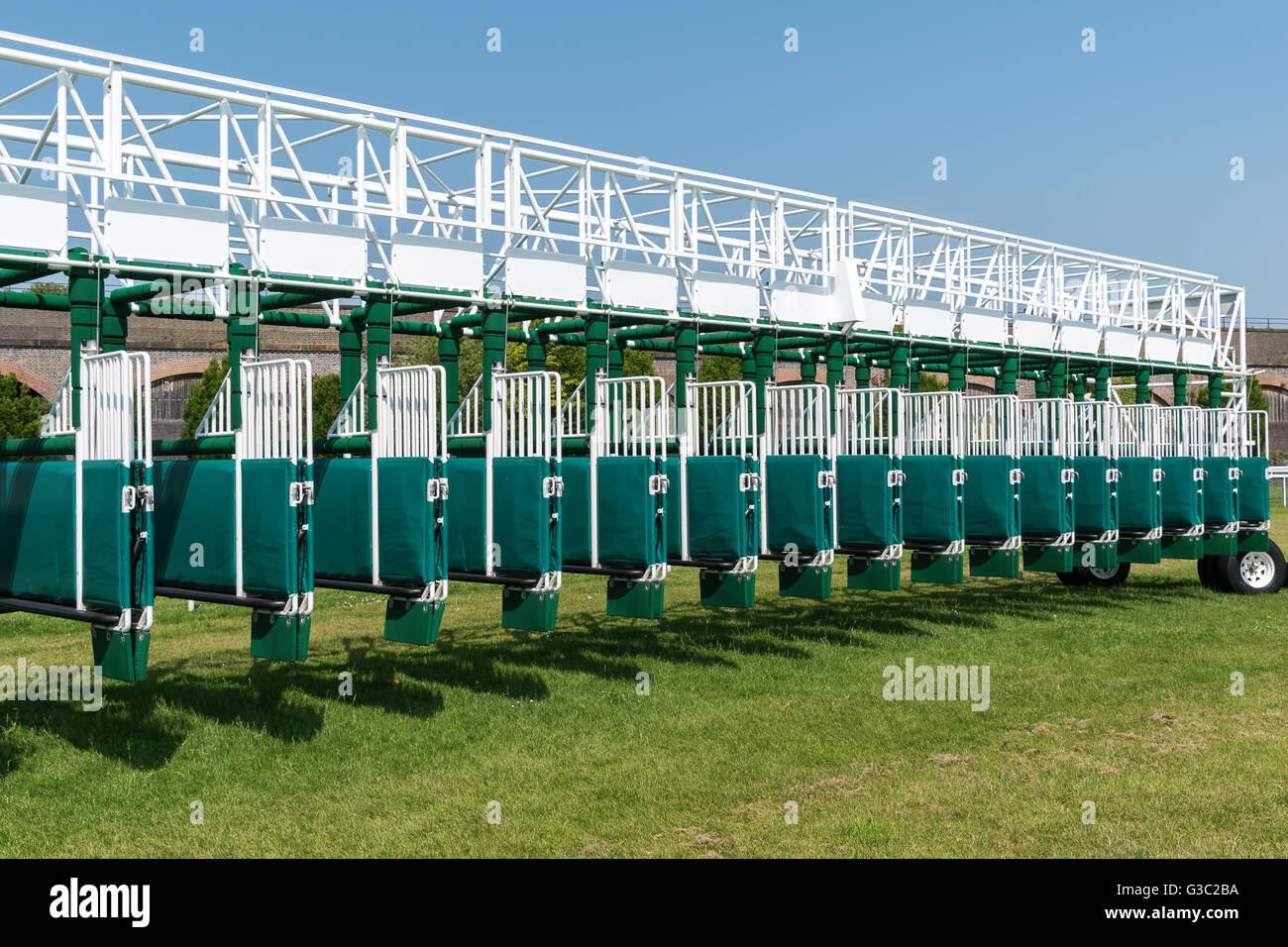 Horse racing starting gate Stock Photo