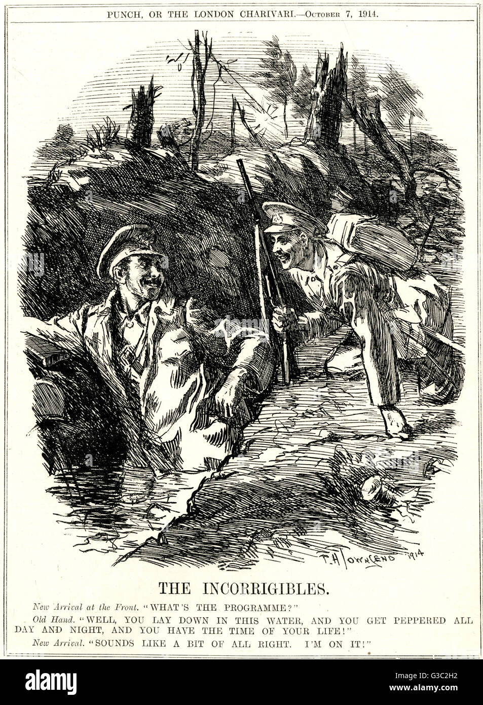 Cartoon, The Incorrigibles (trench warfare, WW1) Stock Photo